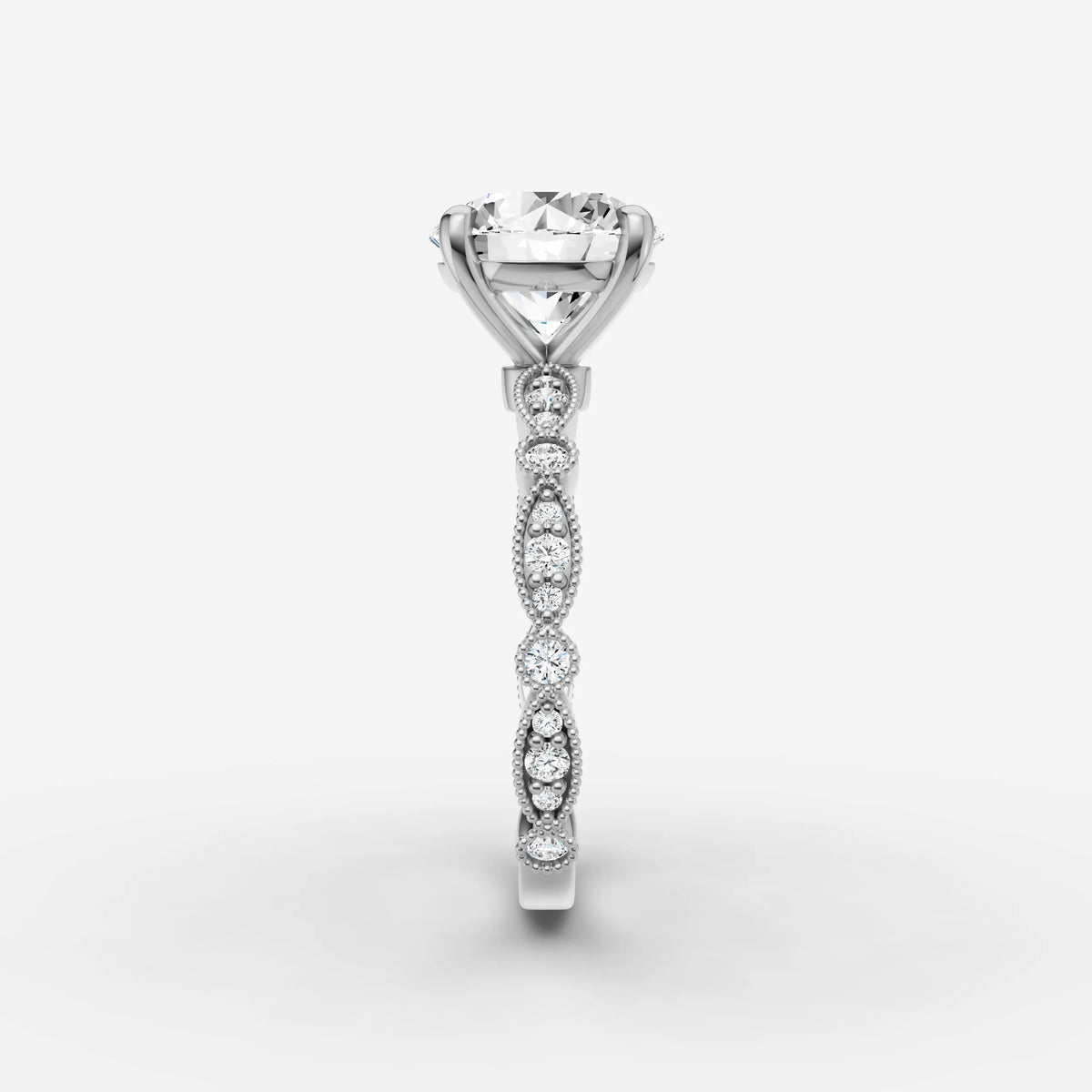 Heritage round diamond setting in gold, view 17