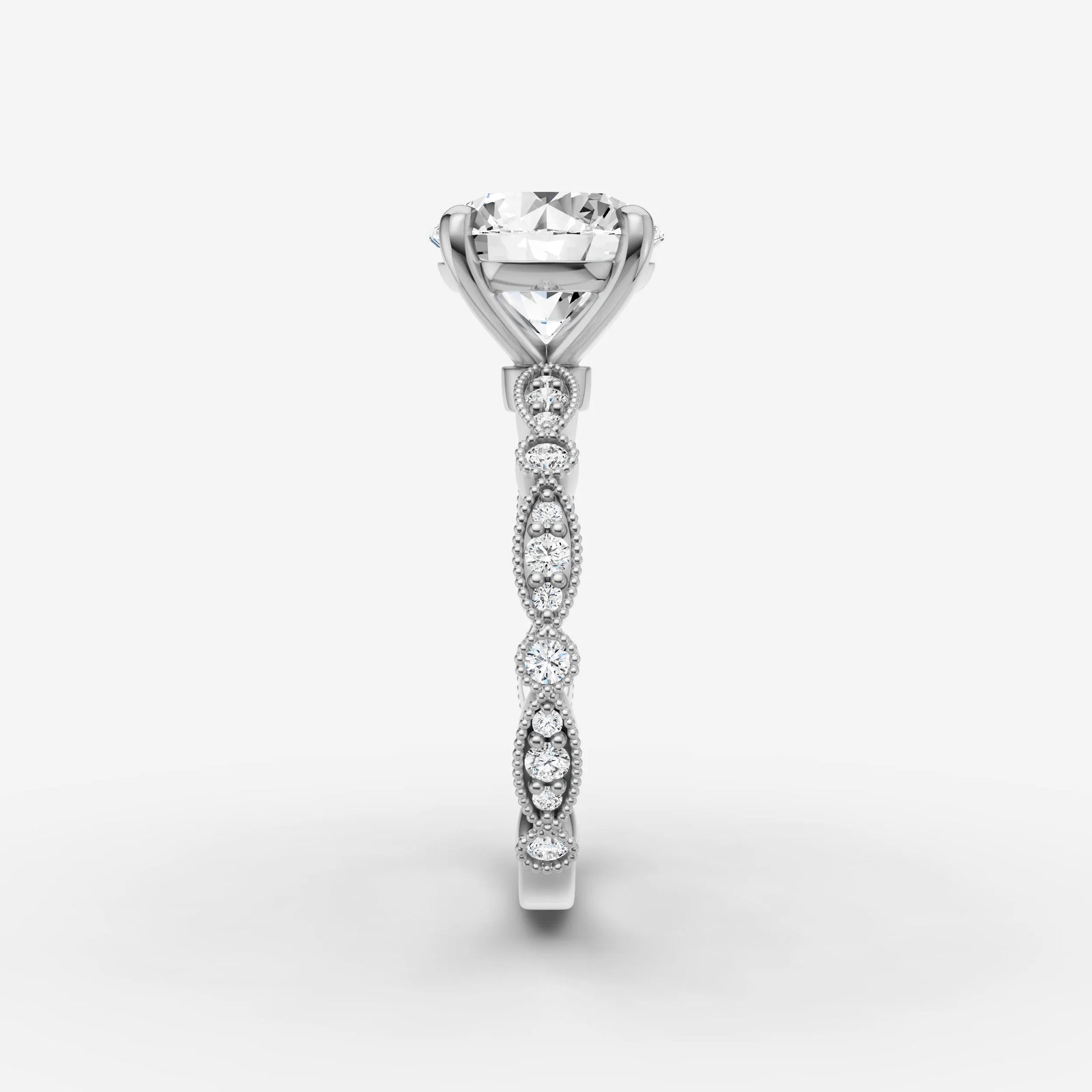 Heritage round diamond setting in gold, view 17