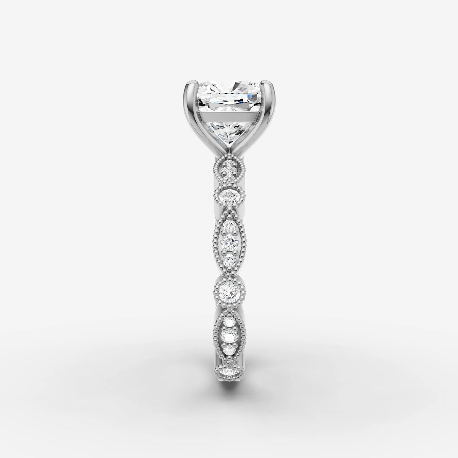 Heritage cushion diamond setting in gold, view 17
