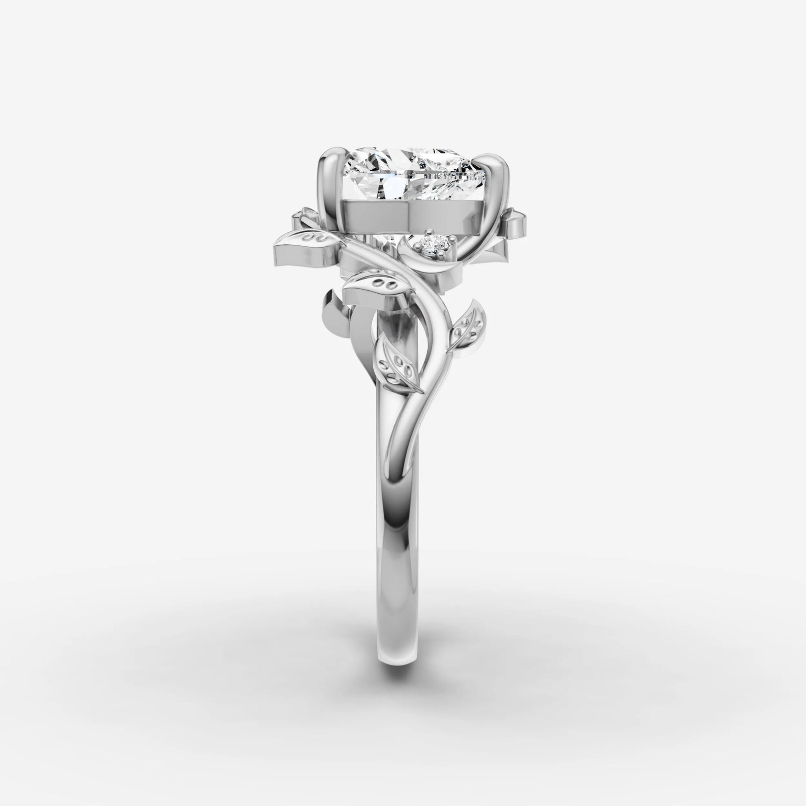 Fleur heart diamond setting in gold, view 17