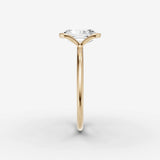 Demi radiant diamond setting in gold, angled view