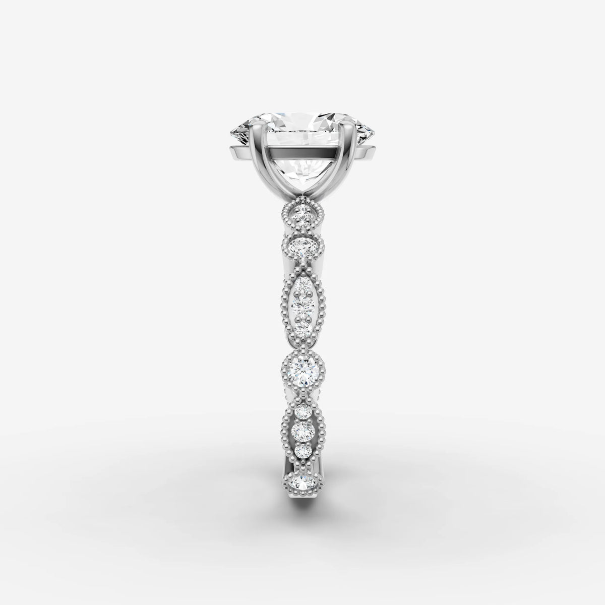 Heritage oval diamond setting in gold, view 17