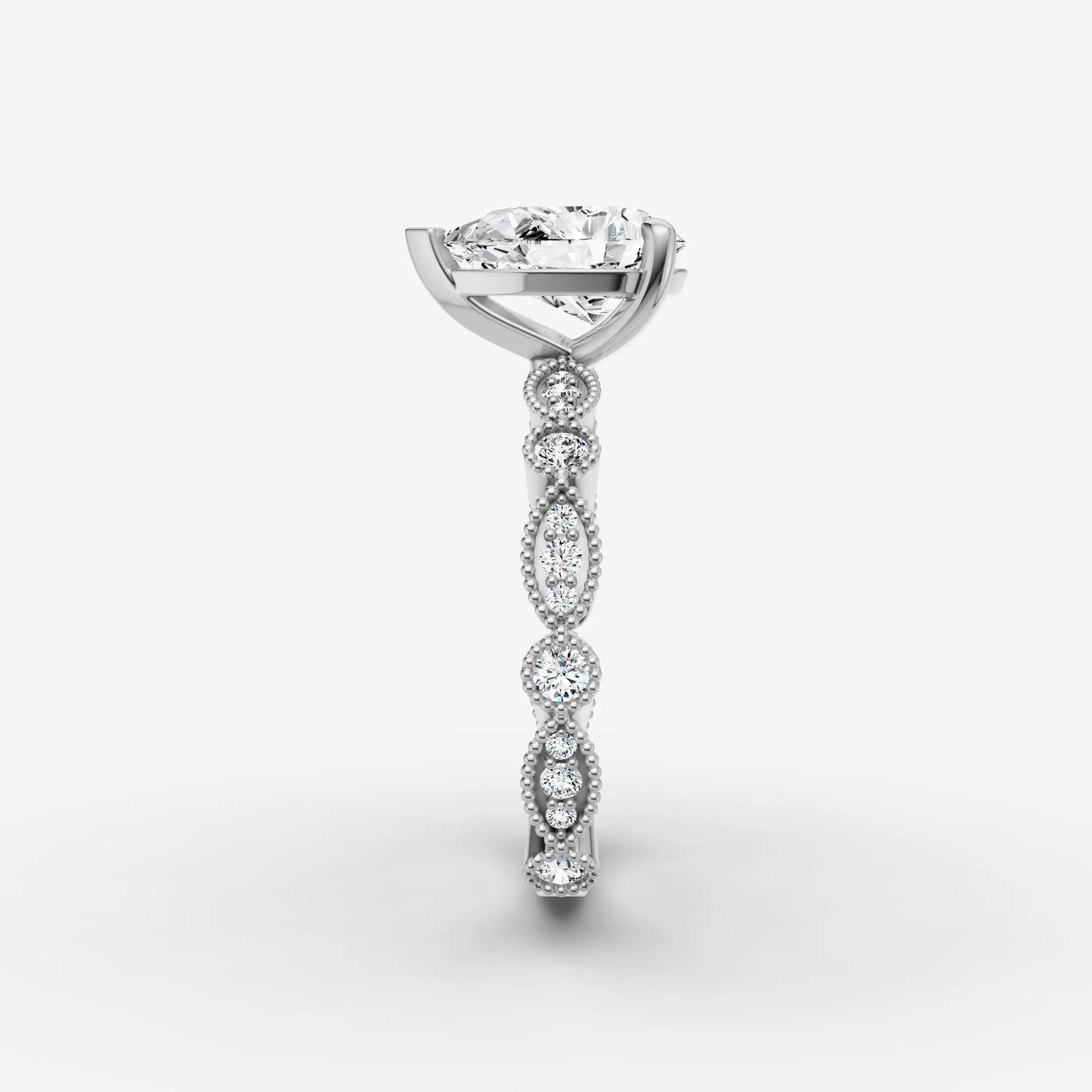 Heritage pear diamond setting in gold, view 17