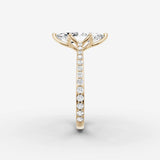 Cathedrale marquise diamond setting in gold, angled view