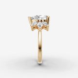 Fleur pear diamond setting in gold, angled view
