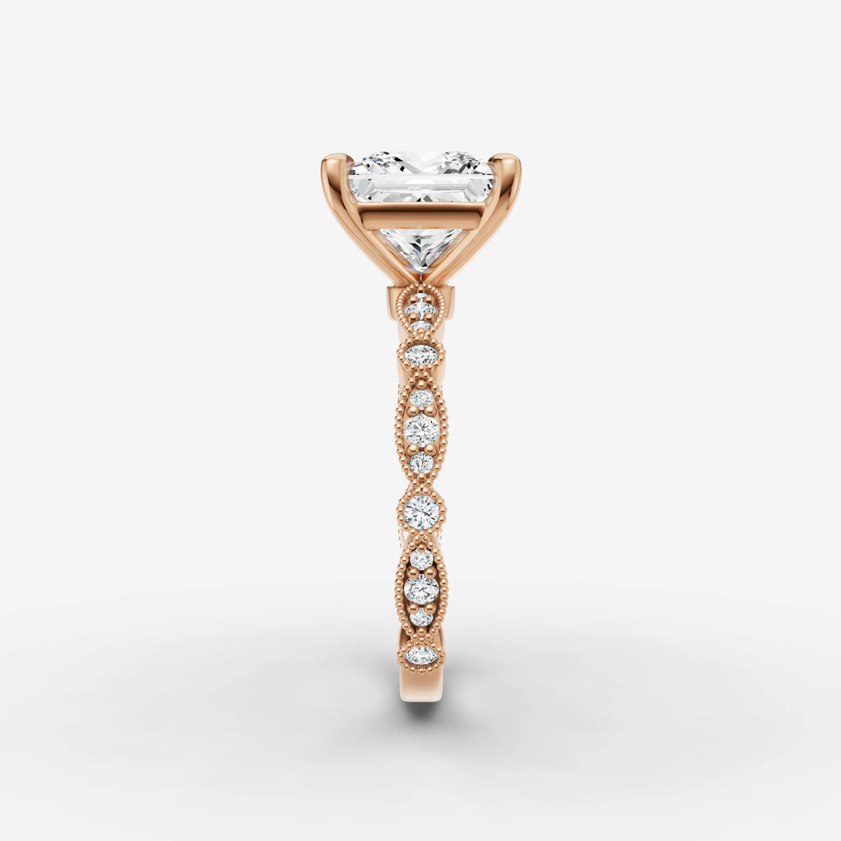 Heritage princess diamond setting in gold, view 11