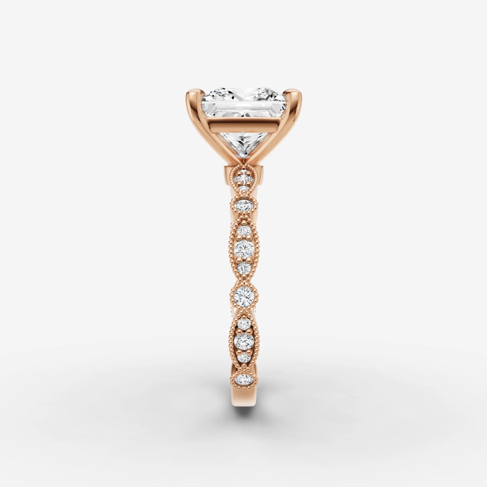 Heritage princess diamond setting in gold, view 11