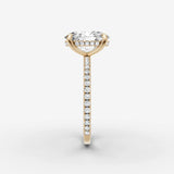 Mystere Etoile oval diamond setting in gold, angled view
