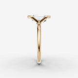Demi emerald diamond setting in gold, angled view