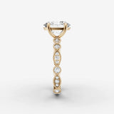Heritage oval diamond setting in gold, angled view