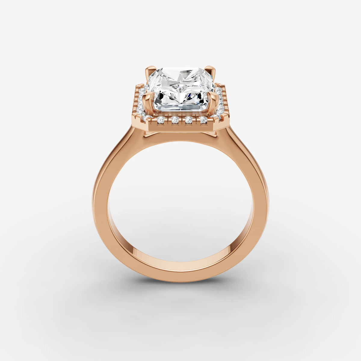 Aurore radiant diamond setting in gold, view 9