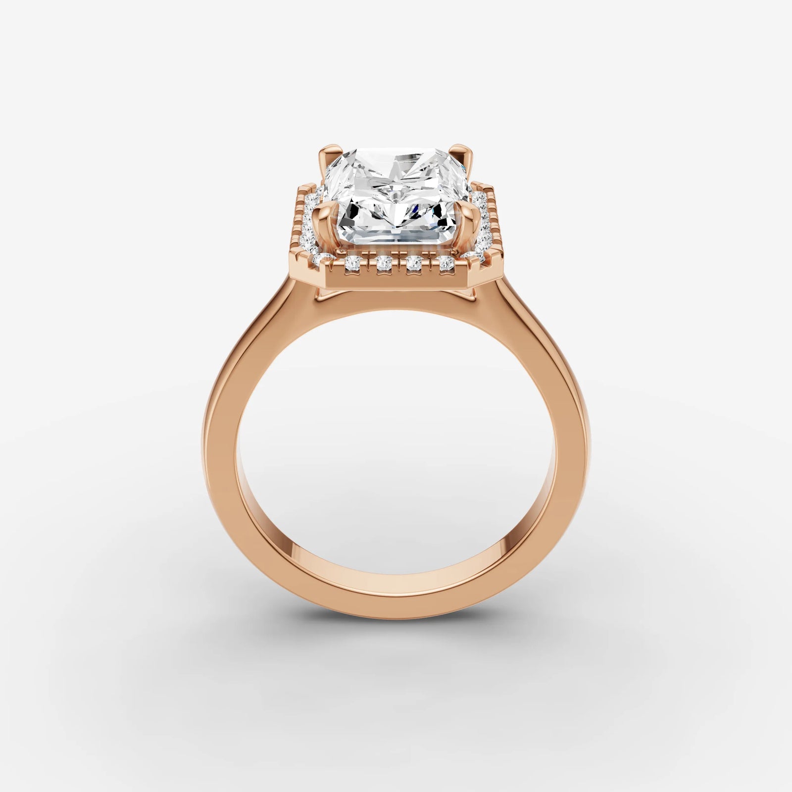 Aurore radiant diamond setting in gold, view 9