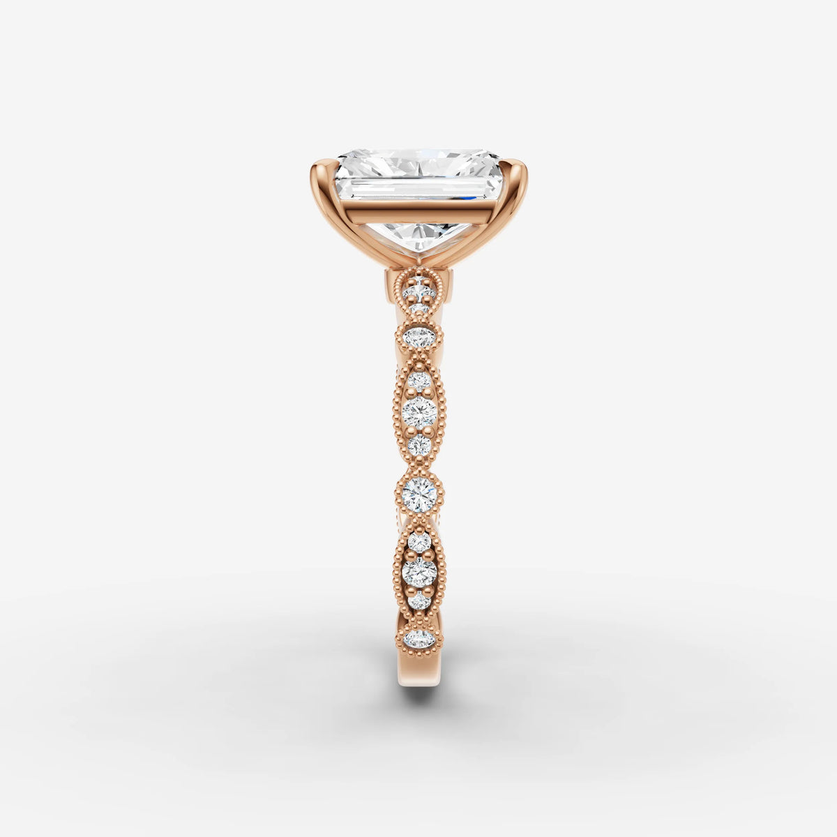 Heritage radiant diamond setting in gold, view 11