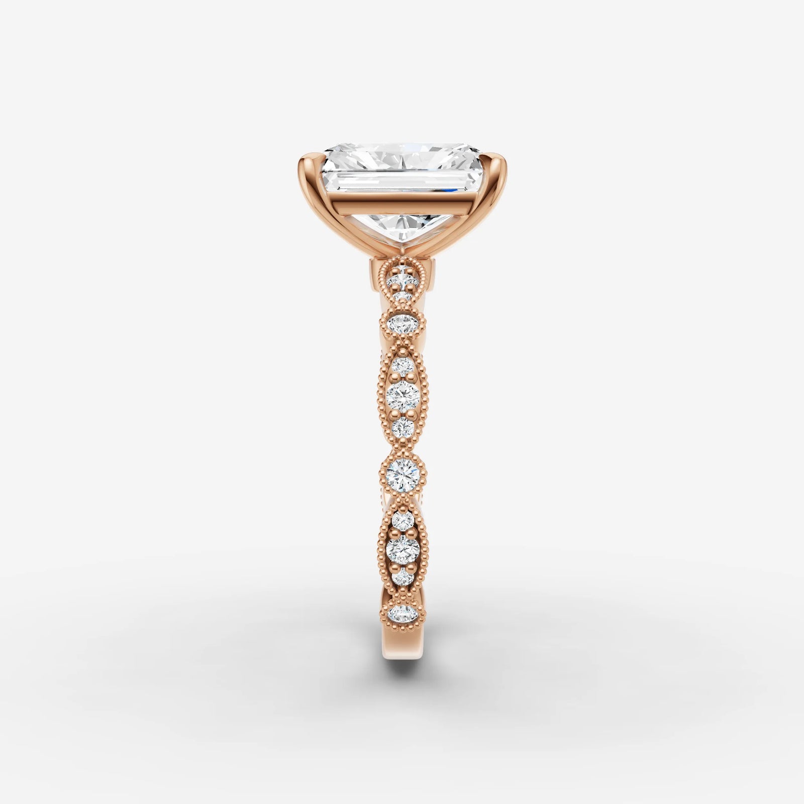 Heritage radiant diamond setting in gold, view 11