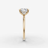 Mystere cushion diamond setting in gold, angled view
