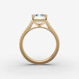 Cathedrale emerald diamond setting in gold, profile angle