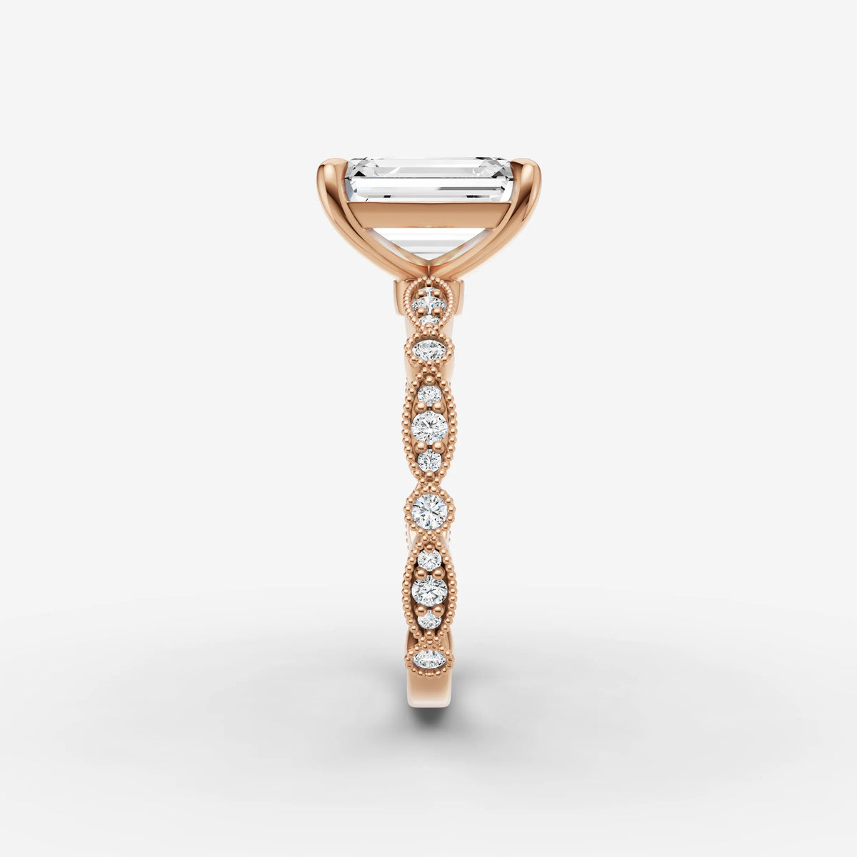 Heritage emerald diamond setting in gold, view 11