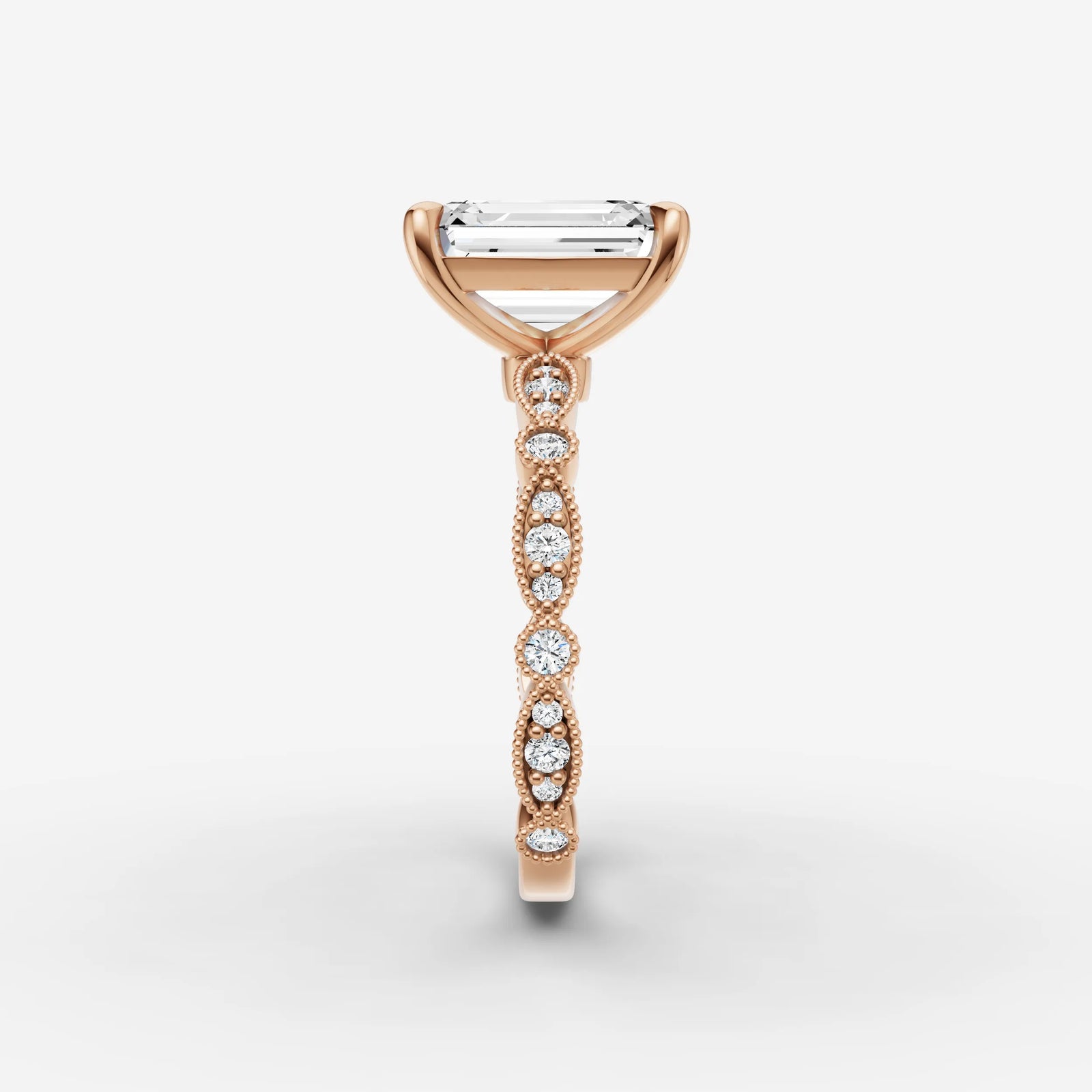 Heritage emerald diamond setting in gold, view 11