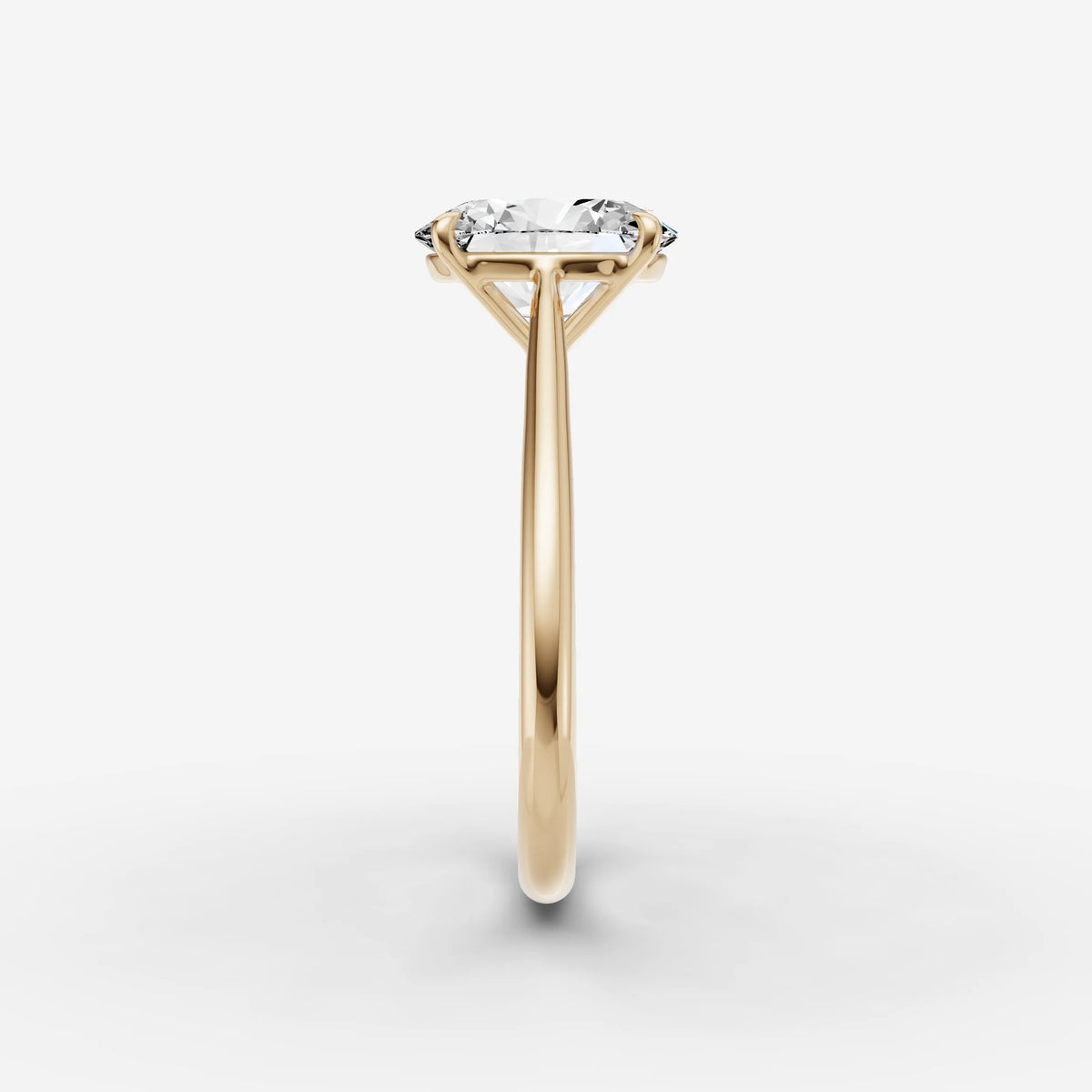 Cathedrale oval diamond setting in gold, angled view