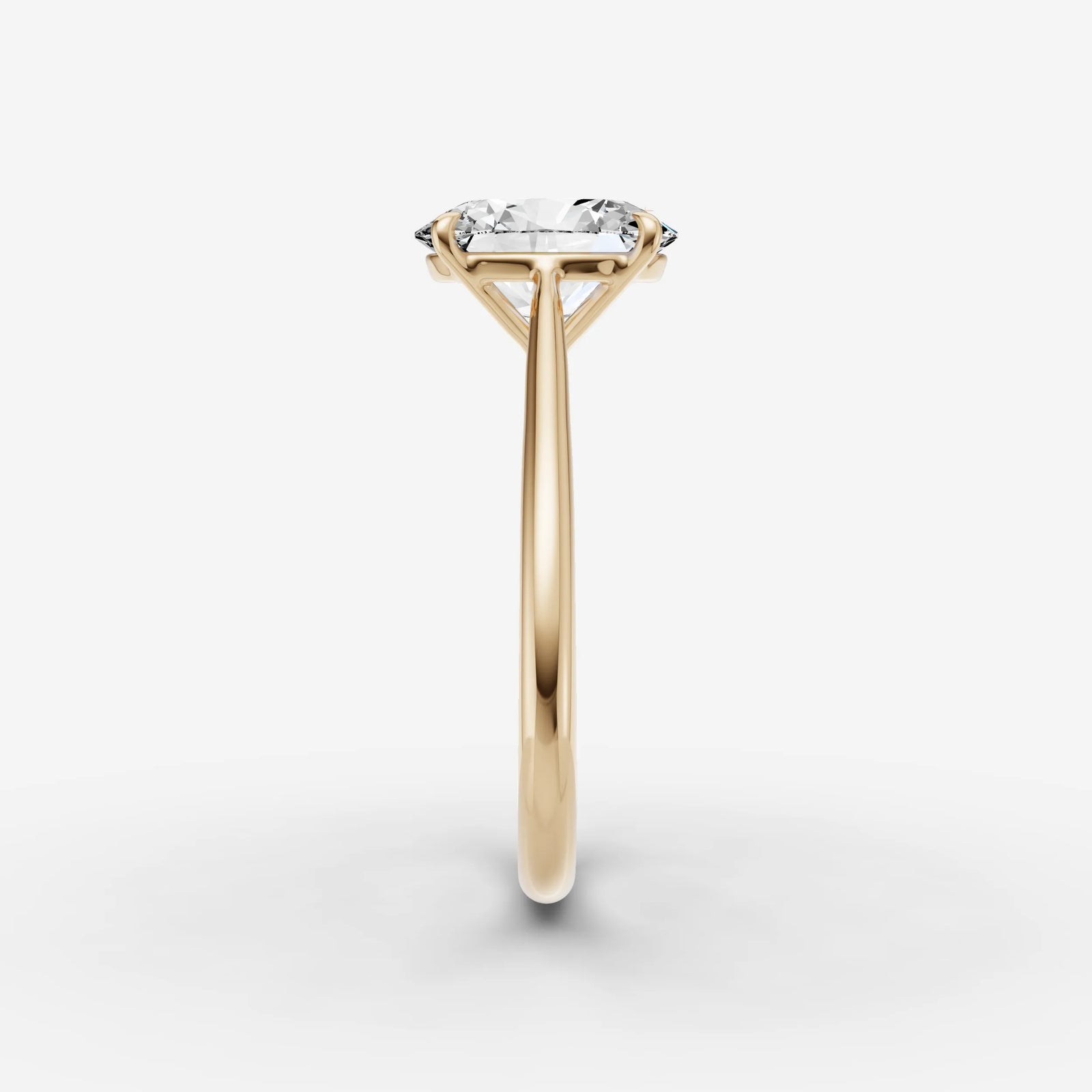Cathedrale oval diamond setting in gold, angled view