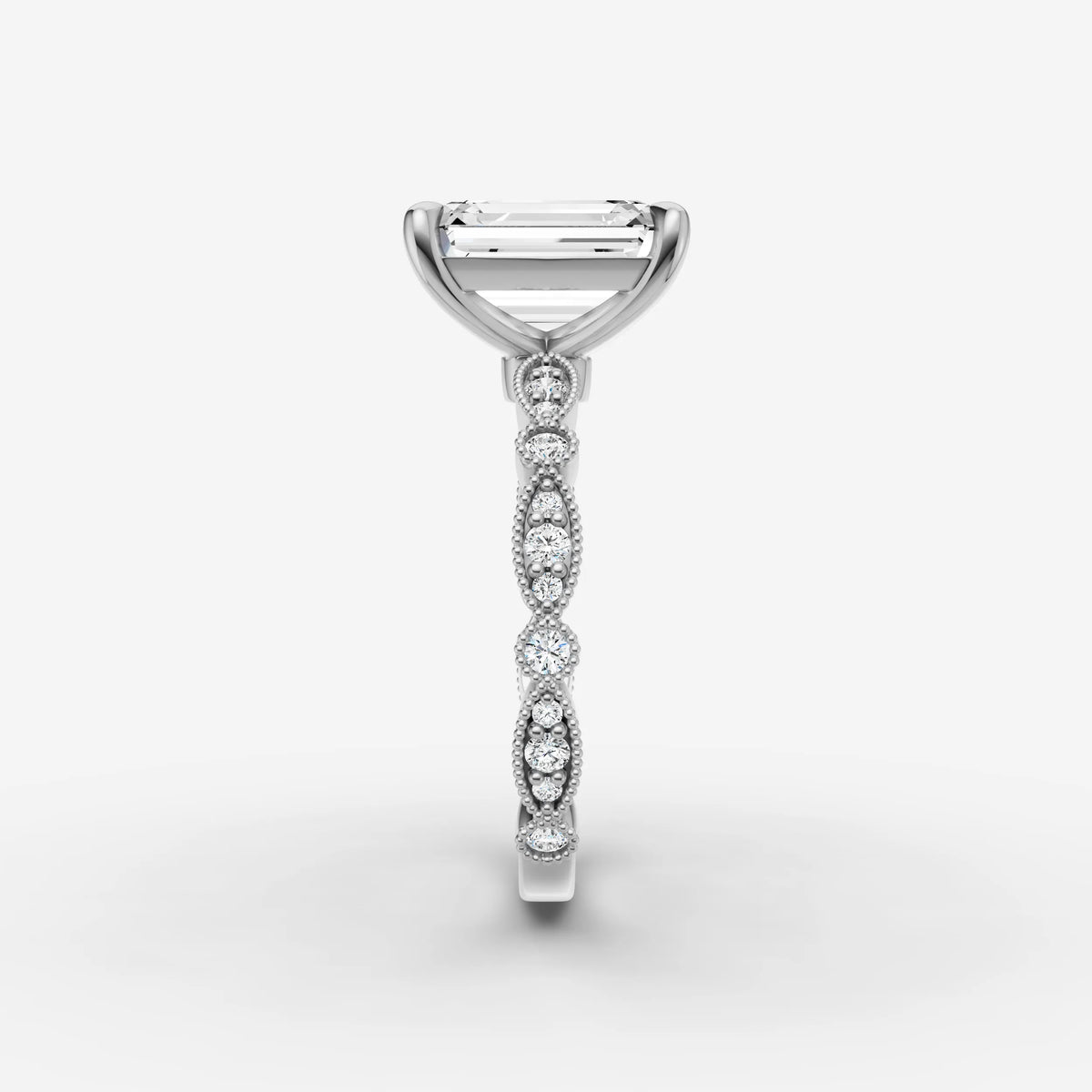 Heritage emerald diamond setting in gold, view 17