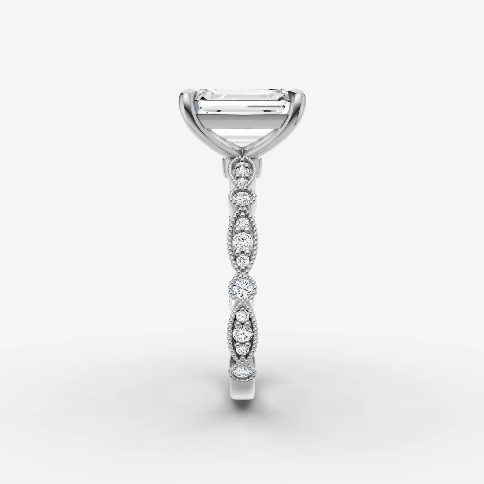 Heritage emerald diamond setting in gold, view 17