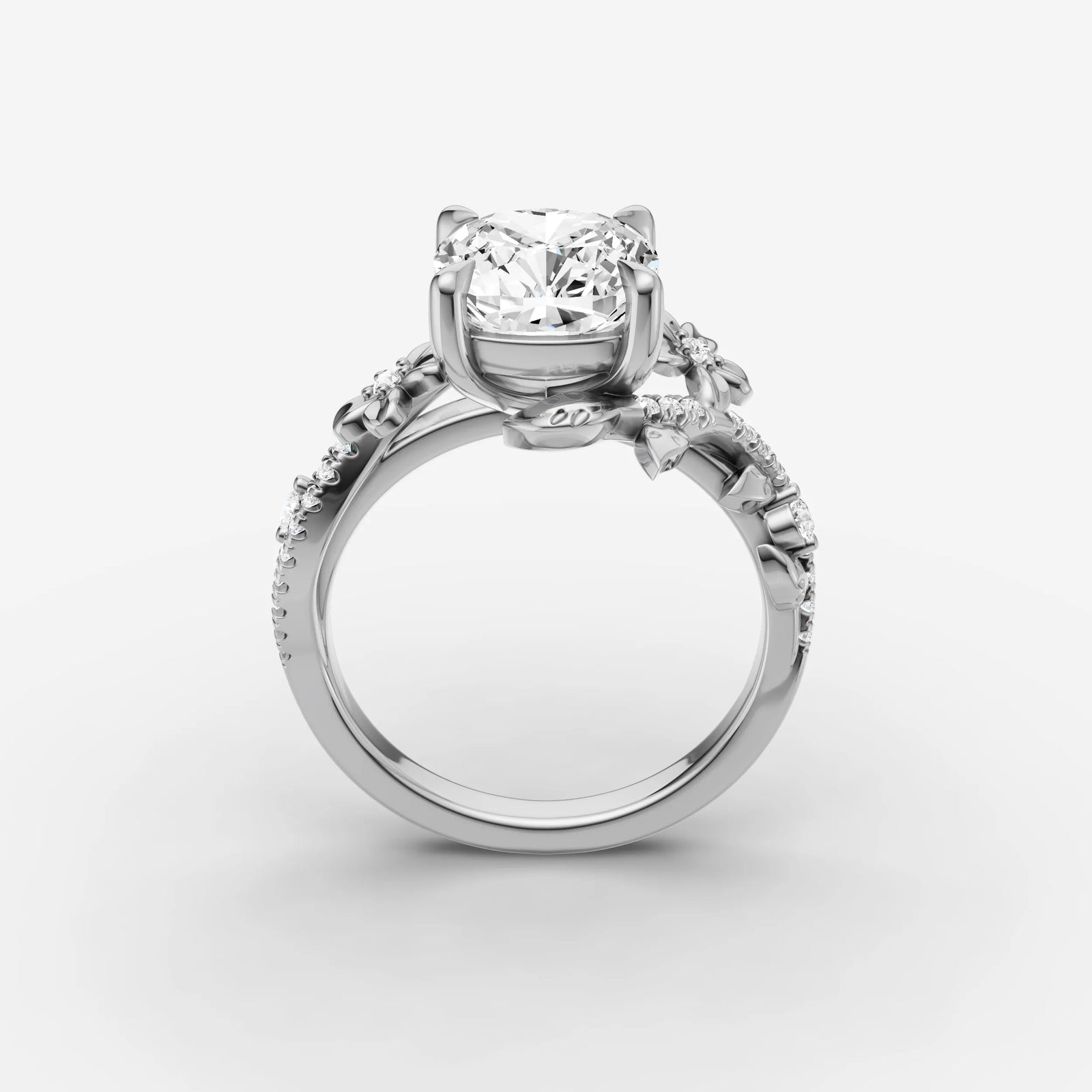 Fleur cushion diamond setting in gold, view 15
