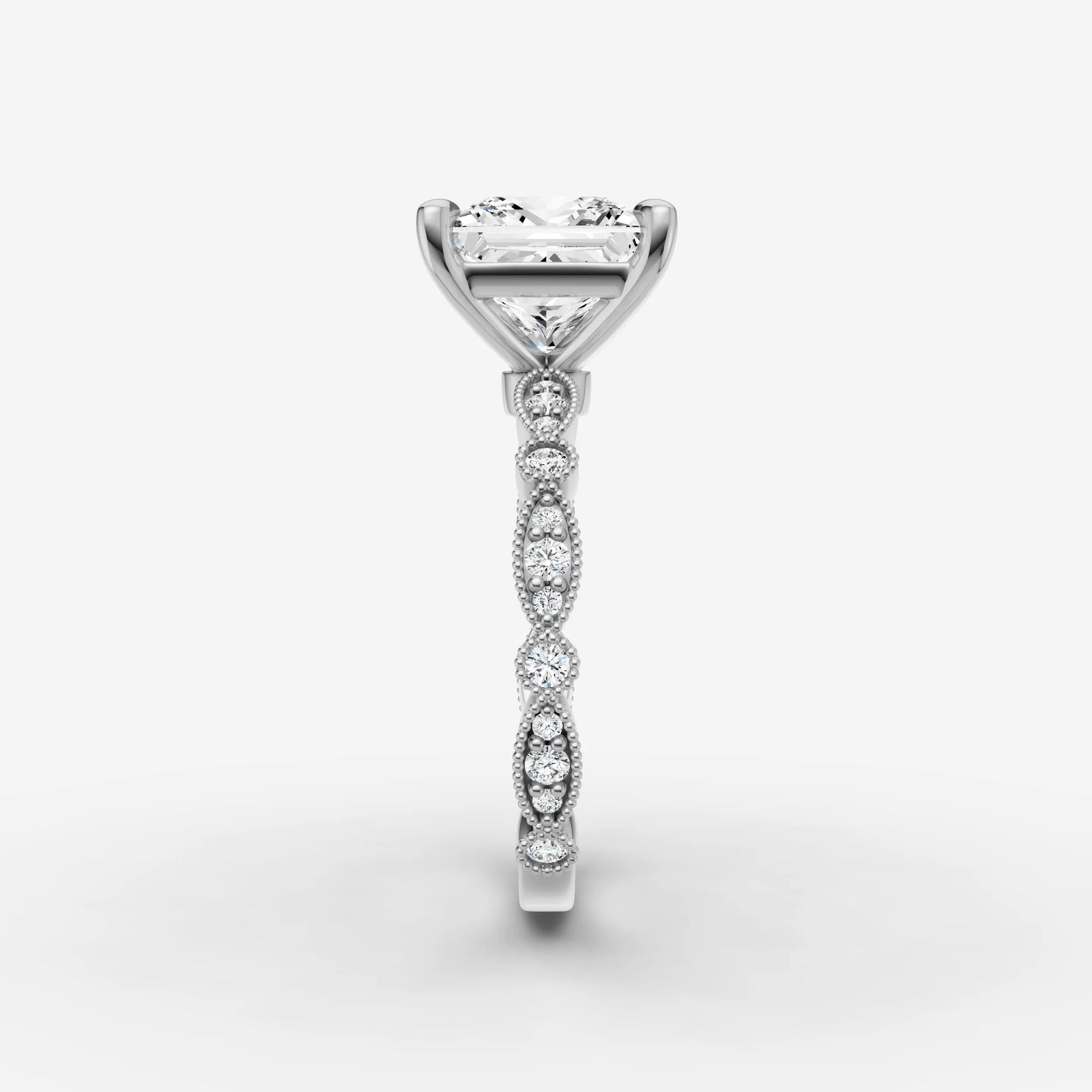 Heritage princess diamond setting in gold, view 17
