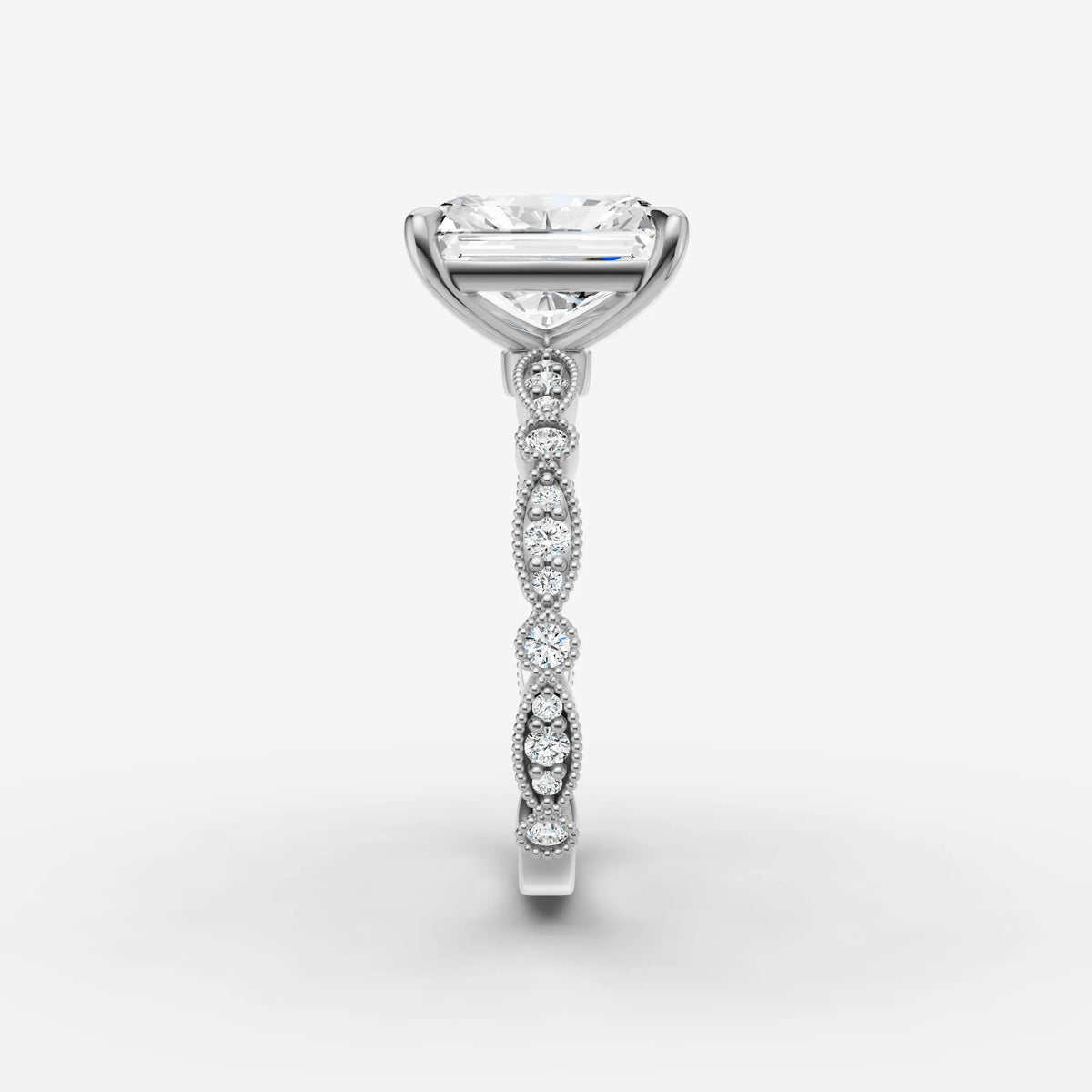 Heritage radiant diamond setting in gold, view 17