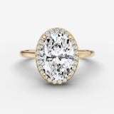 Aurore oval diamond setting in gold, front view