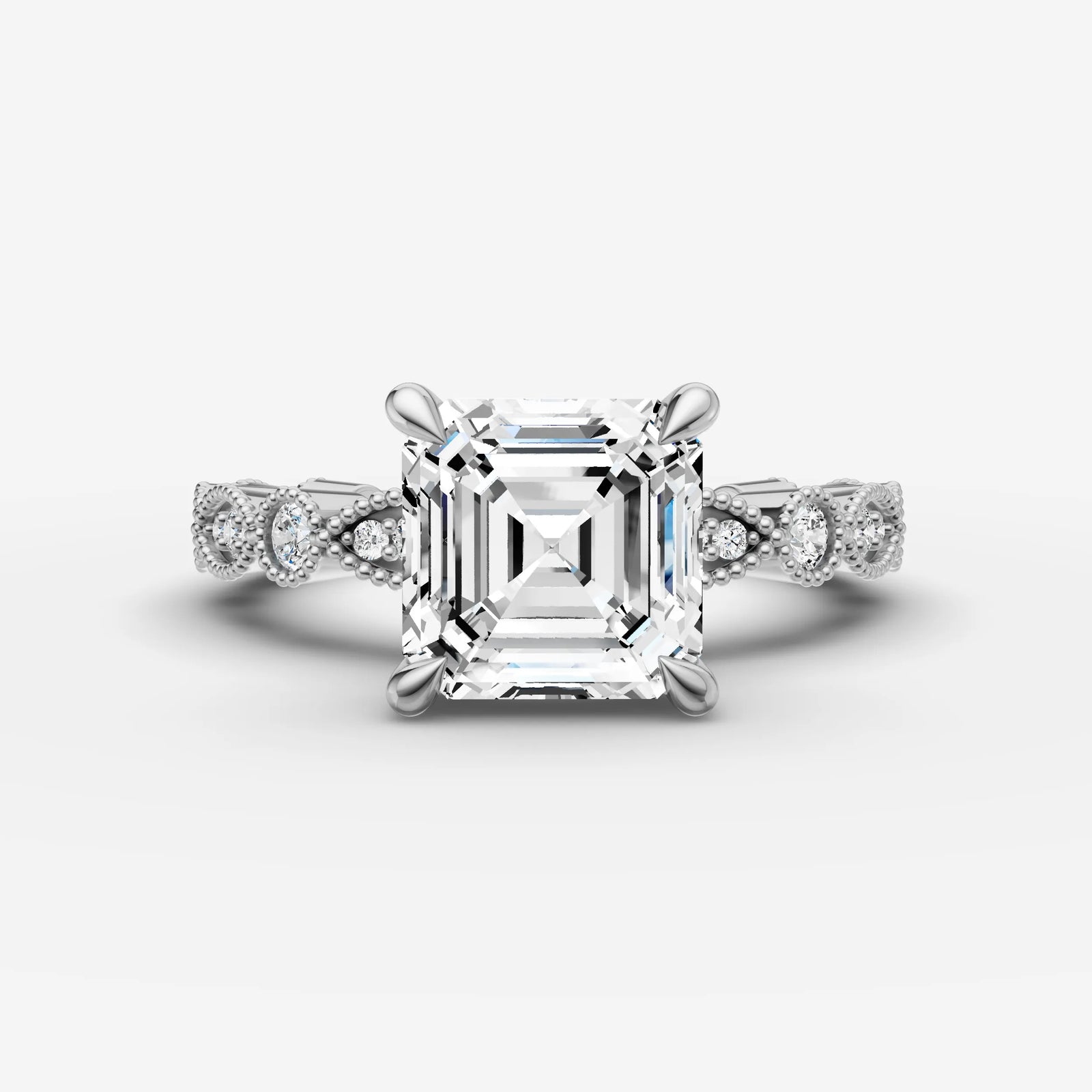 Heritage asscher diamond setting in gold, view 13