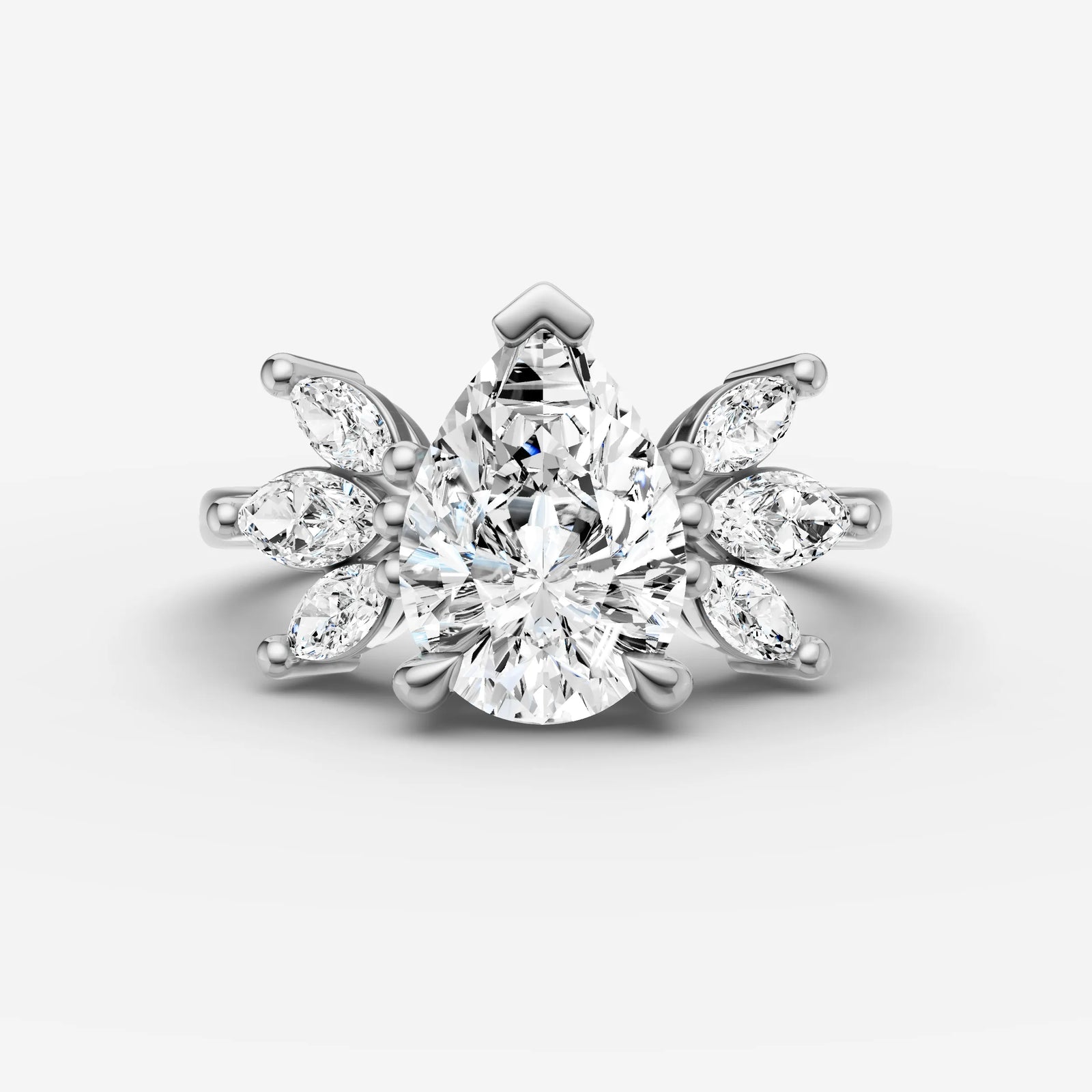 Fleur pear diamond setting in gold, view 13