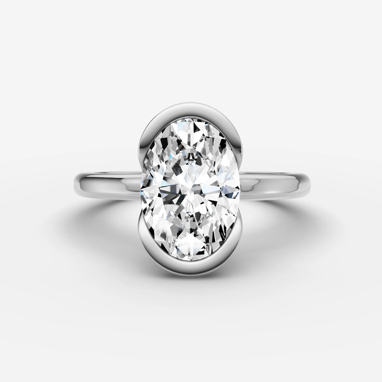 Demi oval diamond setting in gold, view 13
