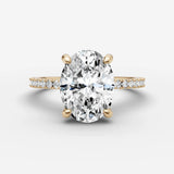 Mystere Etoile oval diamond setting in gold, front view