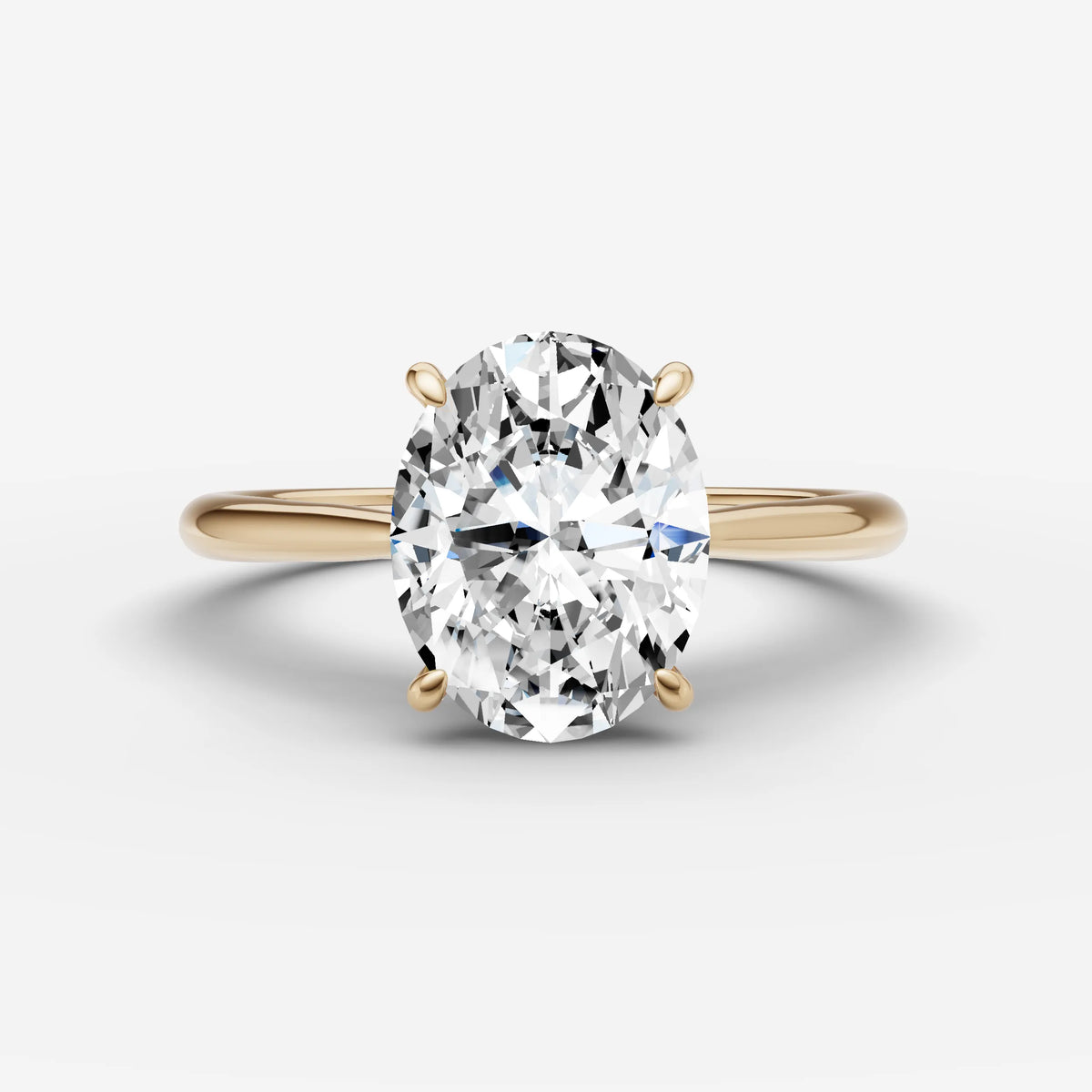 Cathedrale oval diamond setting in gold, front view