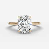 Cathedrale oval diamond setting in gold, front view