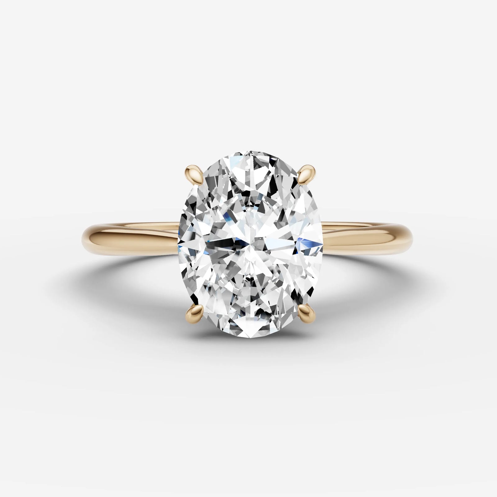 Cathedrale oval diamond setting in gold, front view