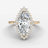 Aurore marquise diamond setting in gold, front view