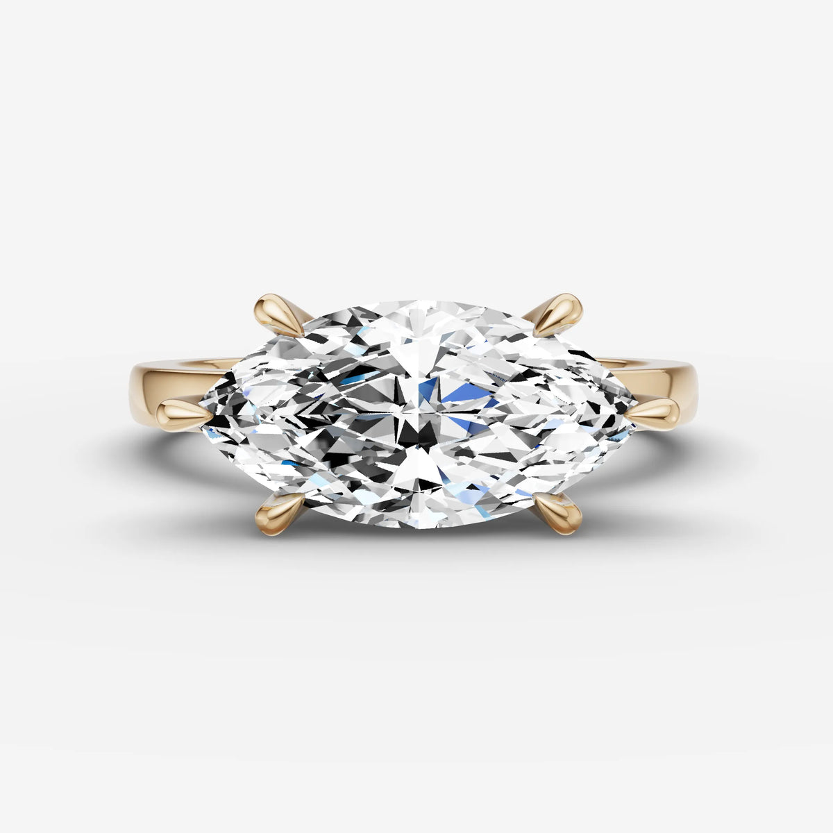 Horizon marquise diamond setting in gold, front view