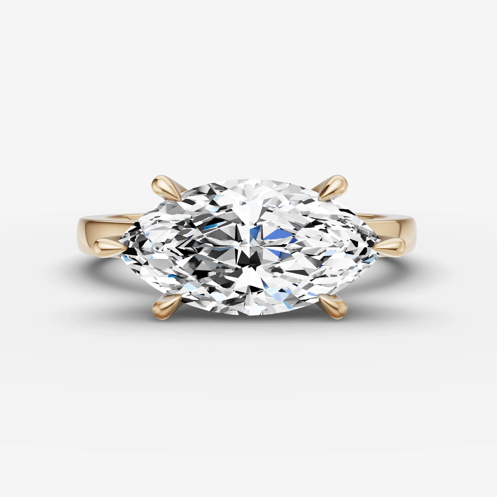 Horizon marquise diamond setting in gold, front view