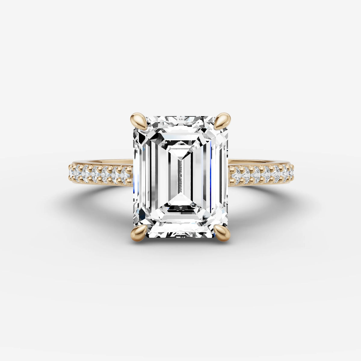 Cathedrale emerald diamond setting in gold, front view
