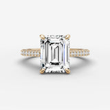Cathedrale emerald diamond setting in gold, front view