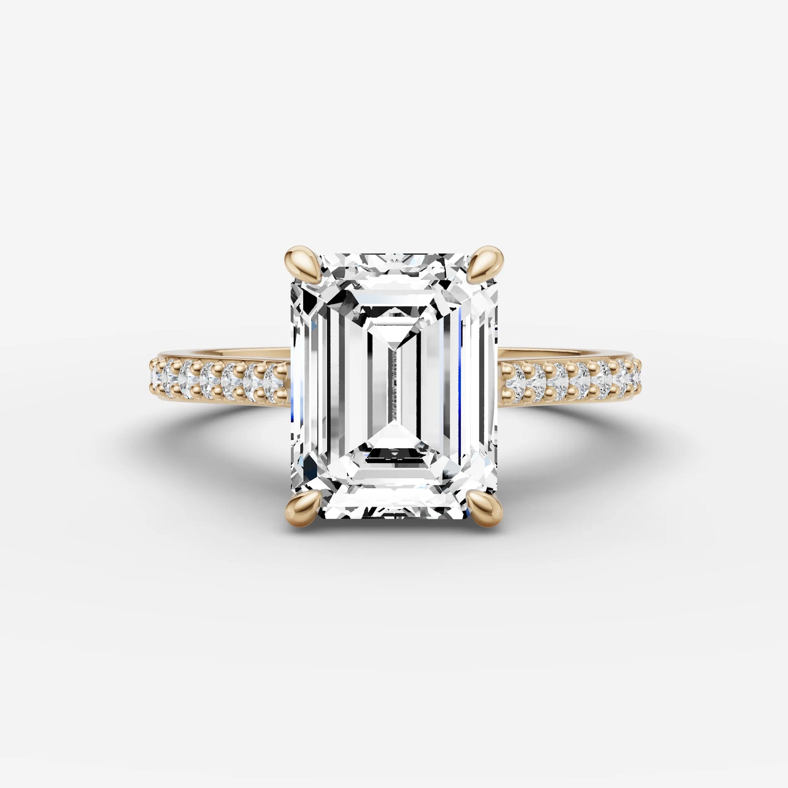 Cathedrale emerald diamond setting in gold, front view