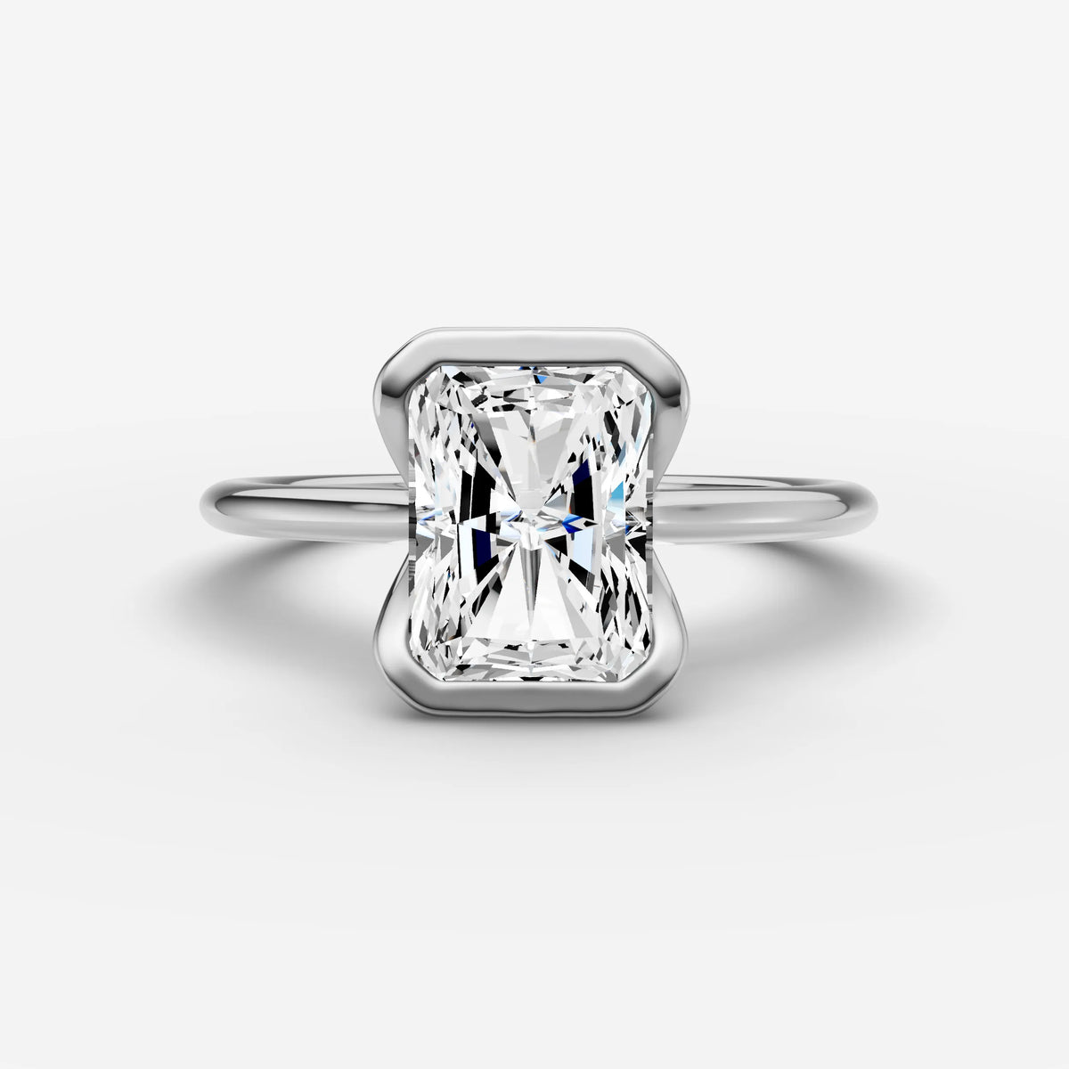 Demi radiant diamond setting in gold, view 13