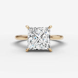Cathedrale princess diamond setting in gold, front view