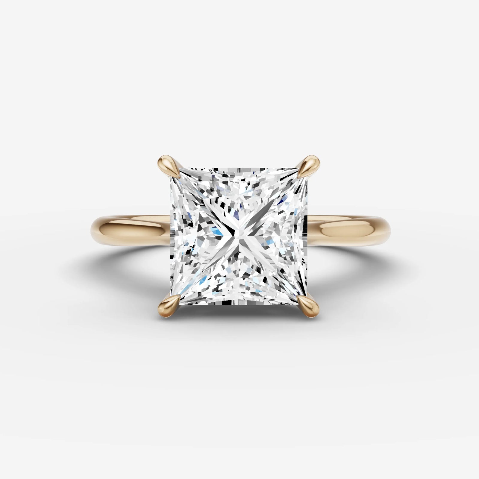 Cathedrale princess diamond setting in gold, front view