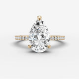 Etoile pear diamond setting in gold, front view
