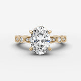 Heritage oval diamond setting in gold, front view