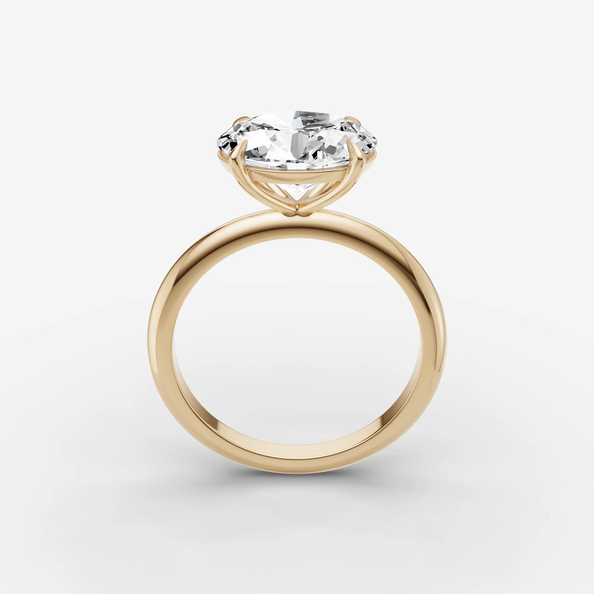 Horizon oval diamond setting in gold, side view