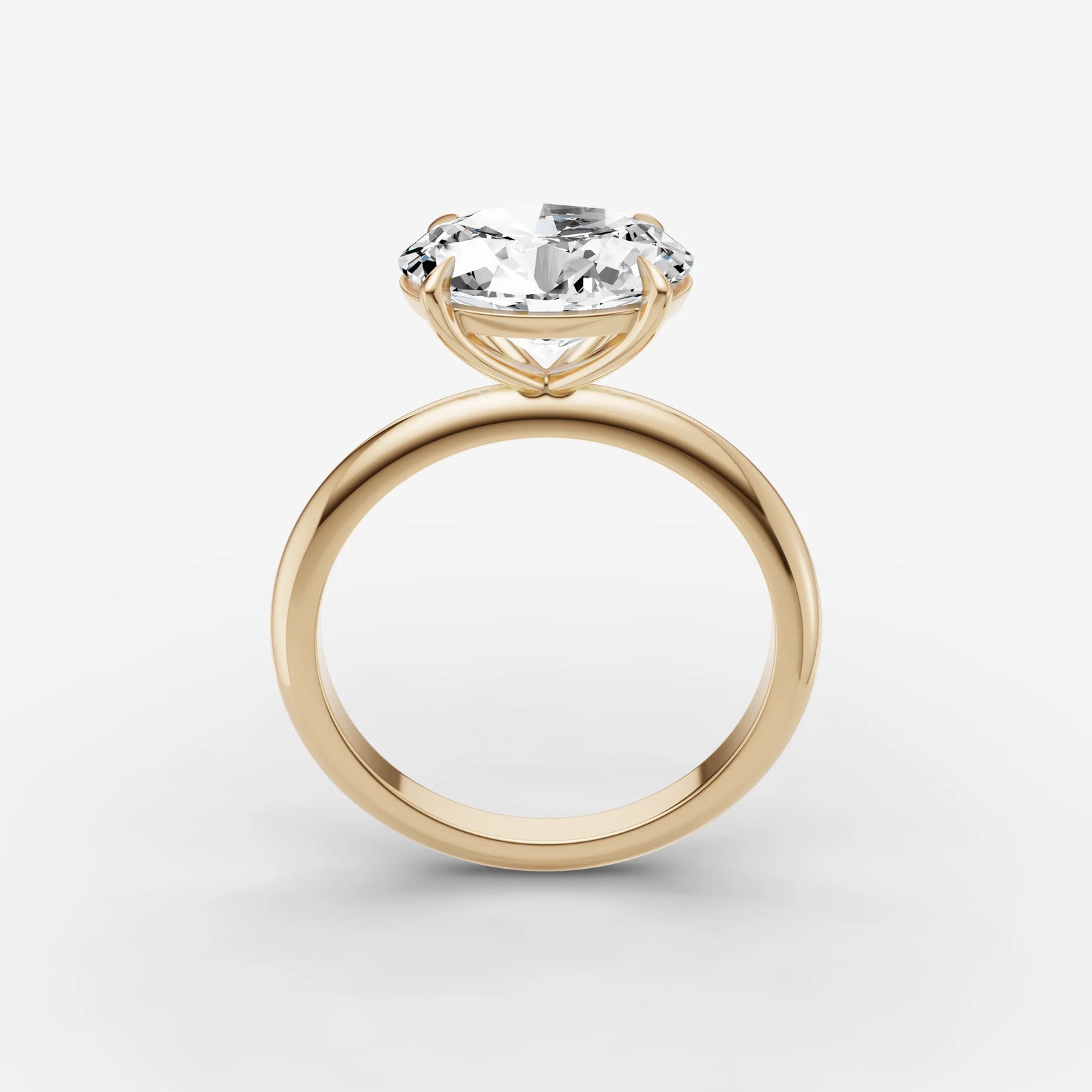 Horizon oval diamond setting in gold, side view